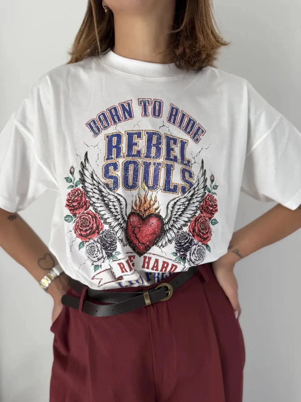 Inset Detail Graphic Crewneck Cotton Tee Everyday Top