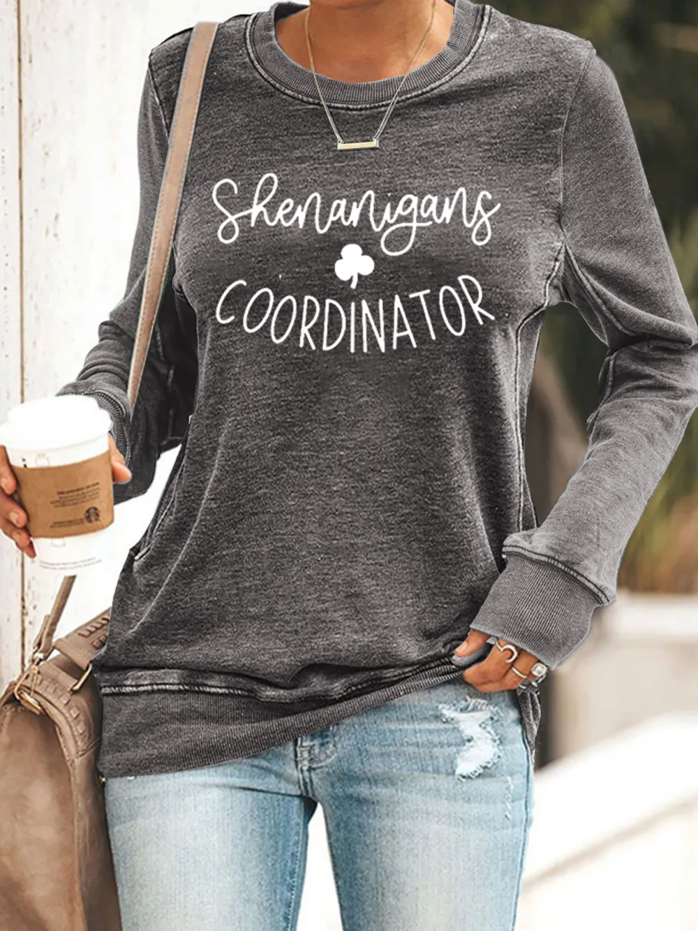 Women's Shenanigans Coordinator St. Patrick's Day Casual Long Sleeve Crewneck Sweatshirt