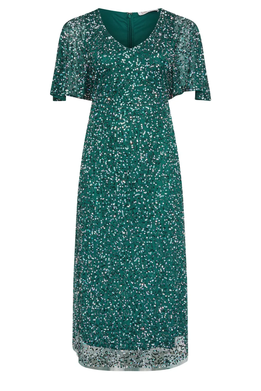 LUXE Curve Green Embellished V-Neck Maxi Dress