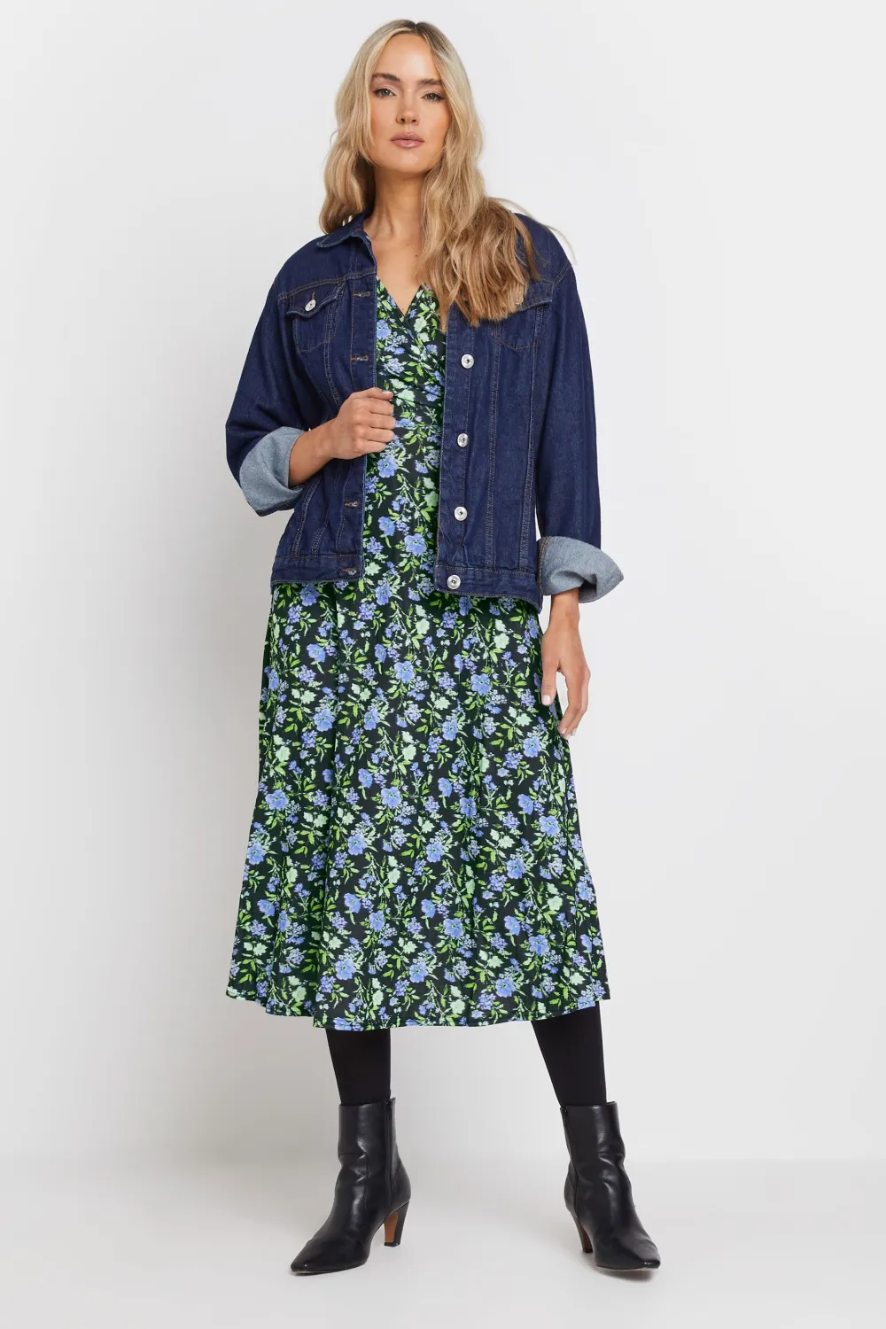 LTS Tall Purple Ditsy Floral Print Midi Wrap Dress