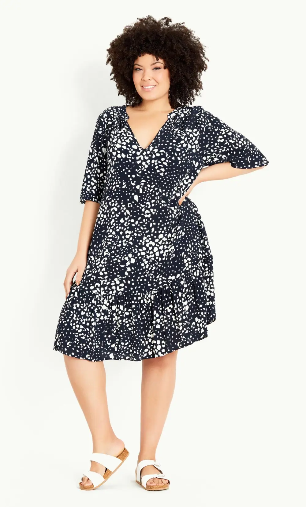 Evans Black Animal Print Smock Dress