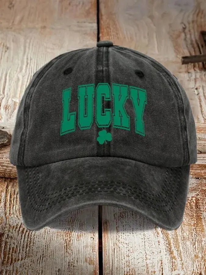 Lucky St Patrick's Day Shamrock Printed Baseball Cap