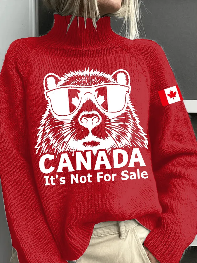 Women's  Canada is Not for Sale Print Turtleneck Sweater