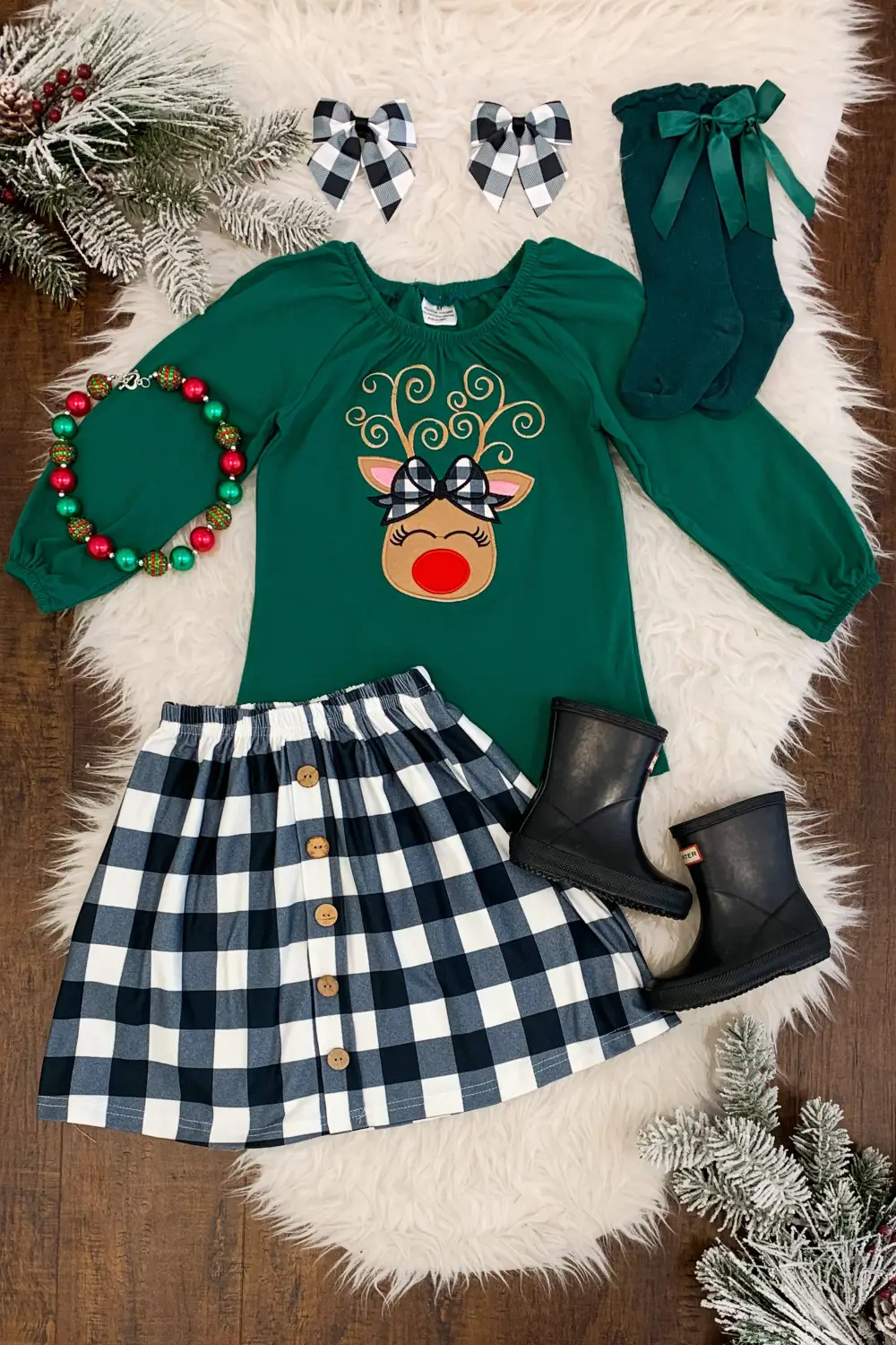 Clarice Reindeer Skirt Set