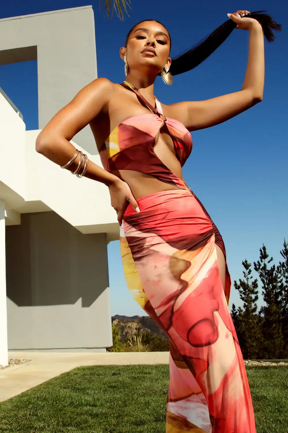 Cannes Vacation Maxi Dress - Mauve/combo