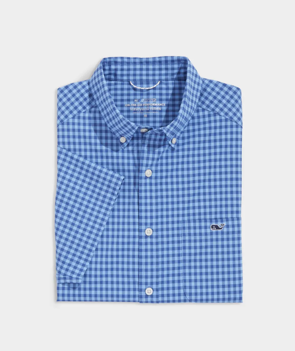 On-The-Go Nylon Short-Sleeve Gingham Shirt