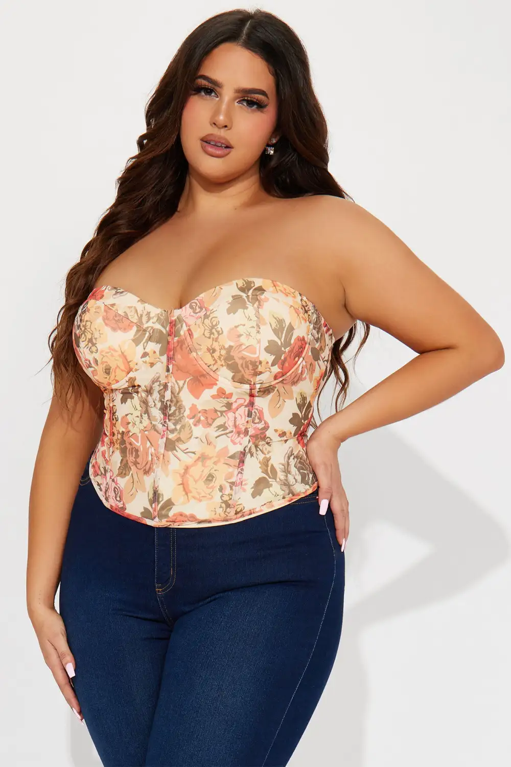 Love Language Mesh Corset Top - Taupe/combo
