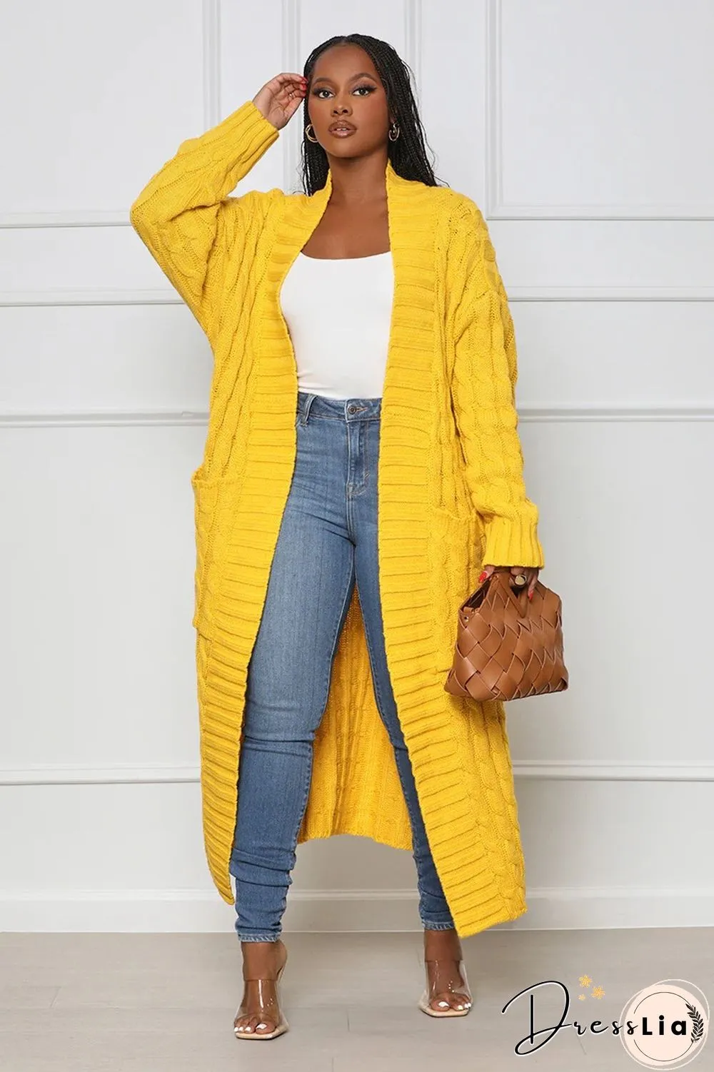 Winter Crochet Loose Long Twist Sweater Cardigan