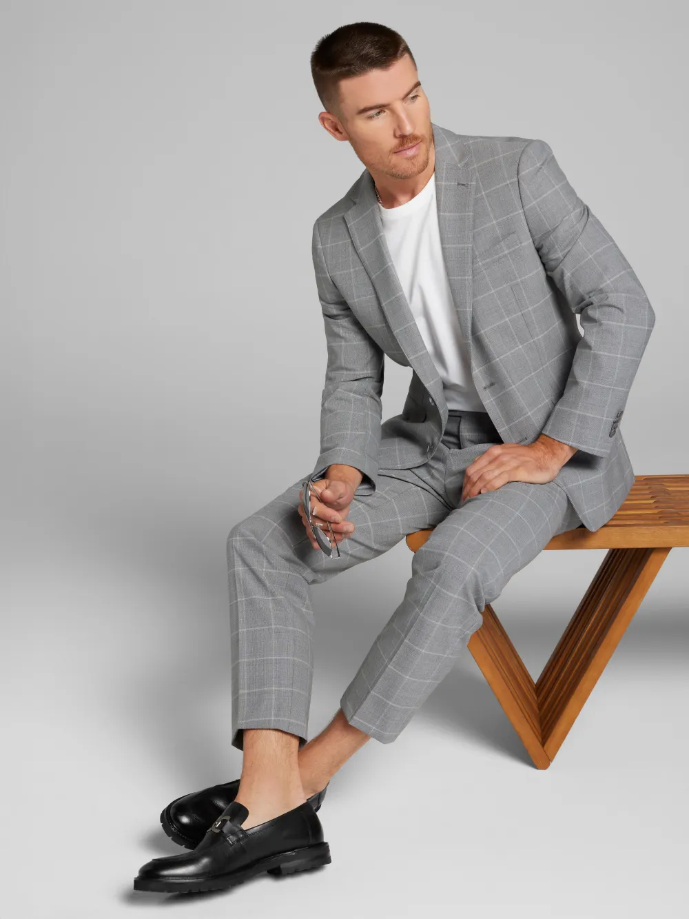 JOE Joseph Abboud Slim Fit Windowpane Plaid Suit Jacket