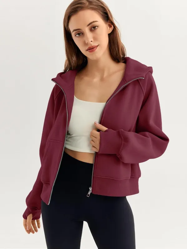 Womens Zip Up Hoodies Fleece Jackets Oversized Sweatshirts Fall Fashion Outfits 2024 Sweaters Winter Clothes