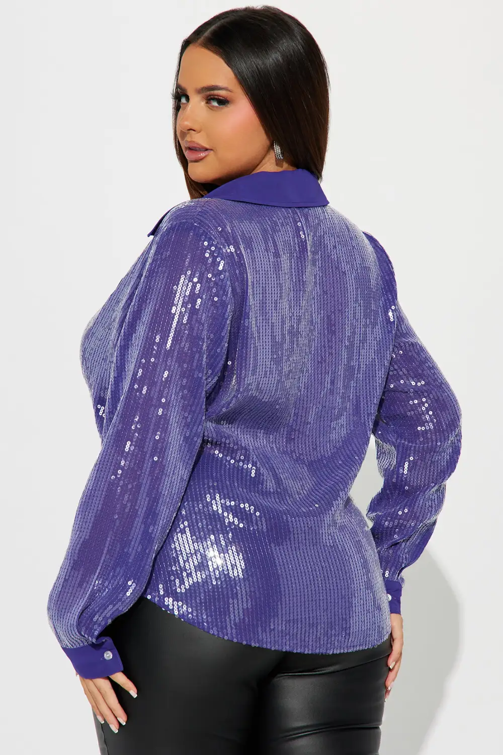Meet Me At Midnight Sequin Shirt - Purple