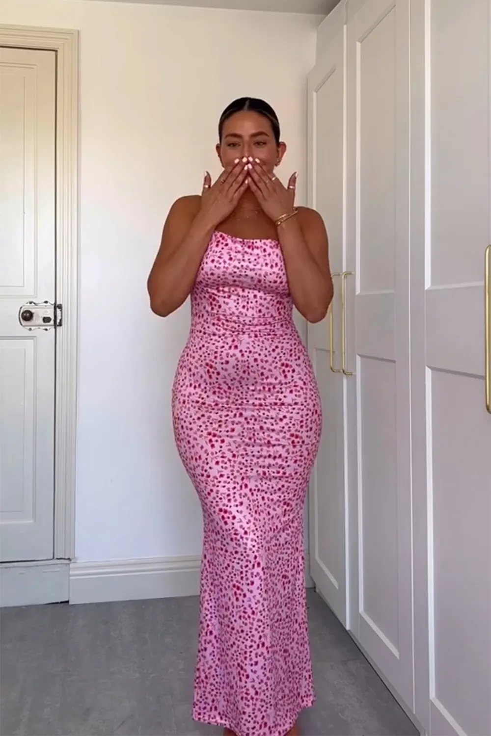 Polina Floral Maxi Dress-Pink