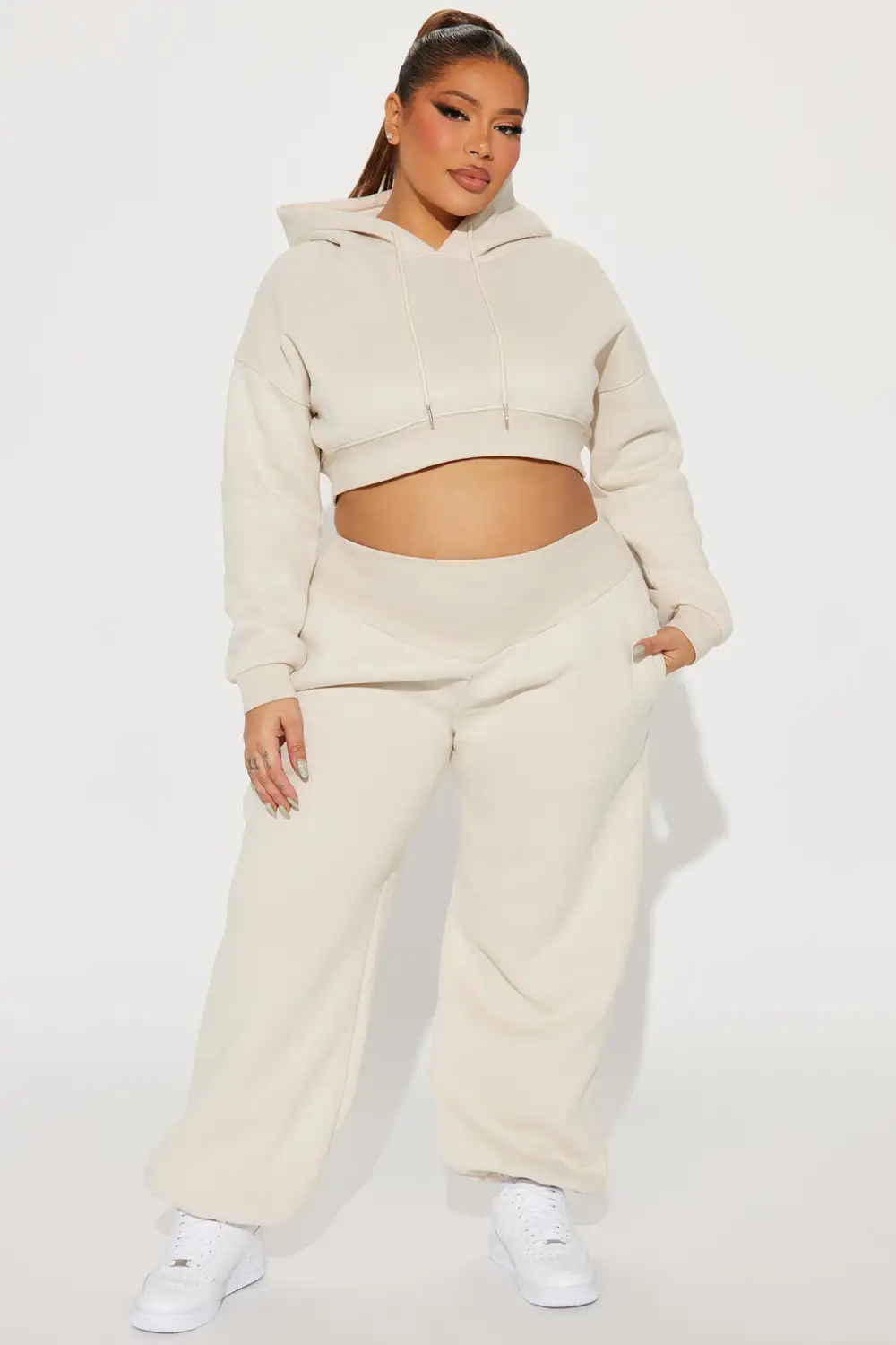 Nikkie Fleece Jogger Set - Cream
