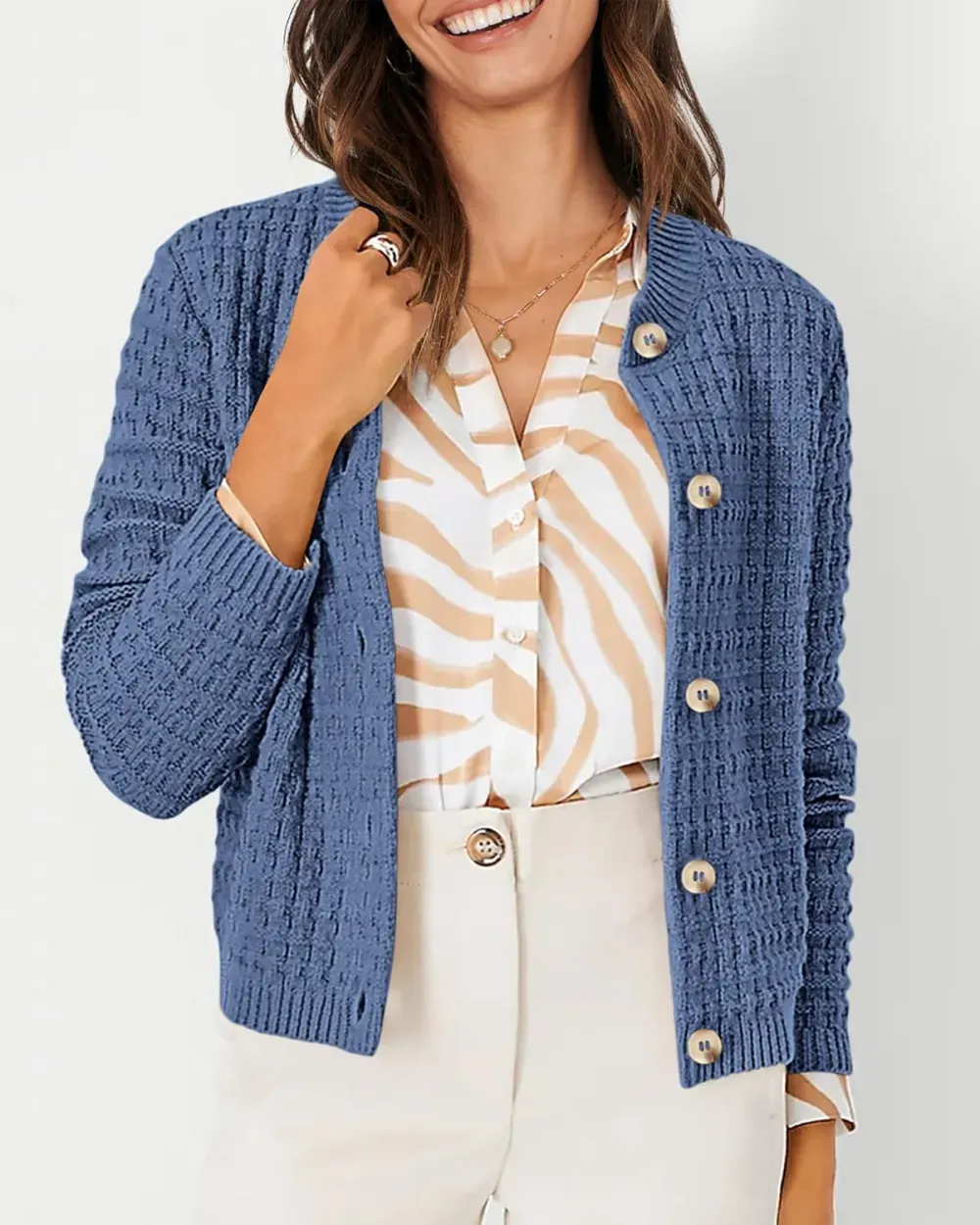 Women's Knit Cardigan Sweaters Casual Long Sleeve Open Front Button Down Trendy Jackets Outerwear