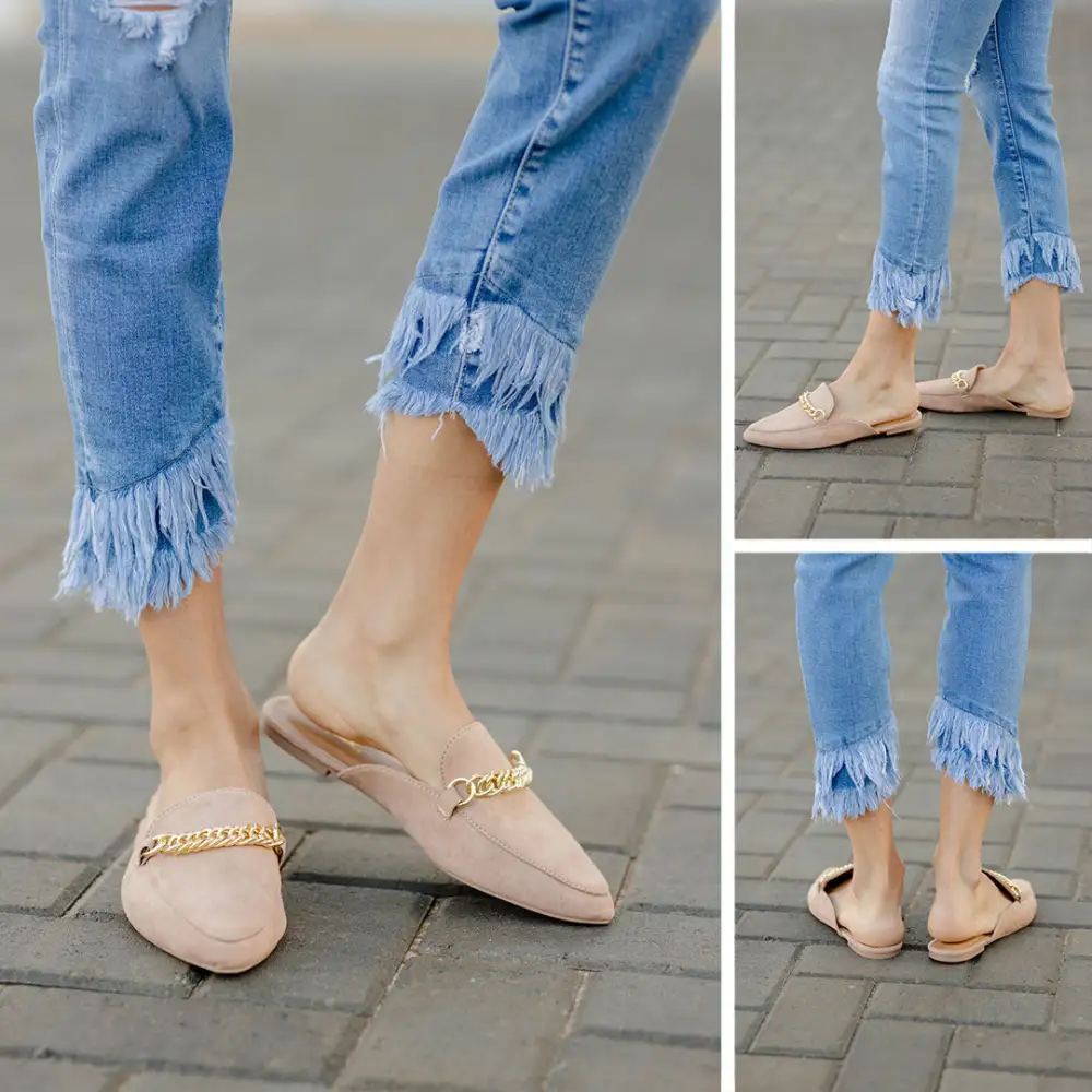 In Control Nude Brown Flat Mules