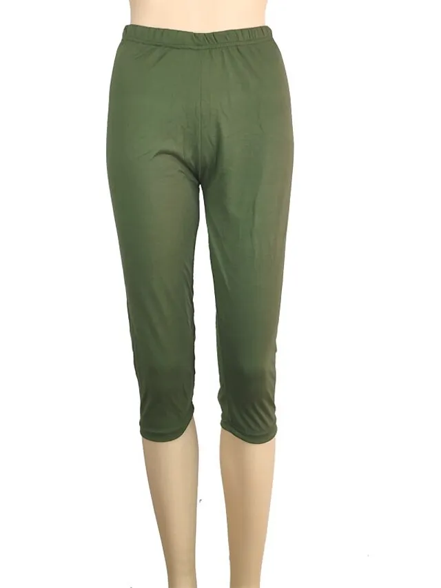 Women's Casual Sports Leggings Capri shorts Scrunch Butt Shorts Elastic Waist Calf-Length Pants Daily Yoga Stretchy Cotton Blend Lightweight Sports High Waist Slim Gray Green 7 points cotton gray 7