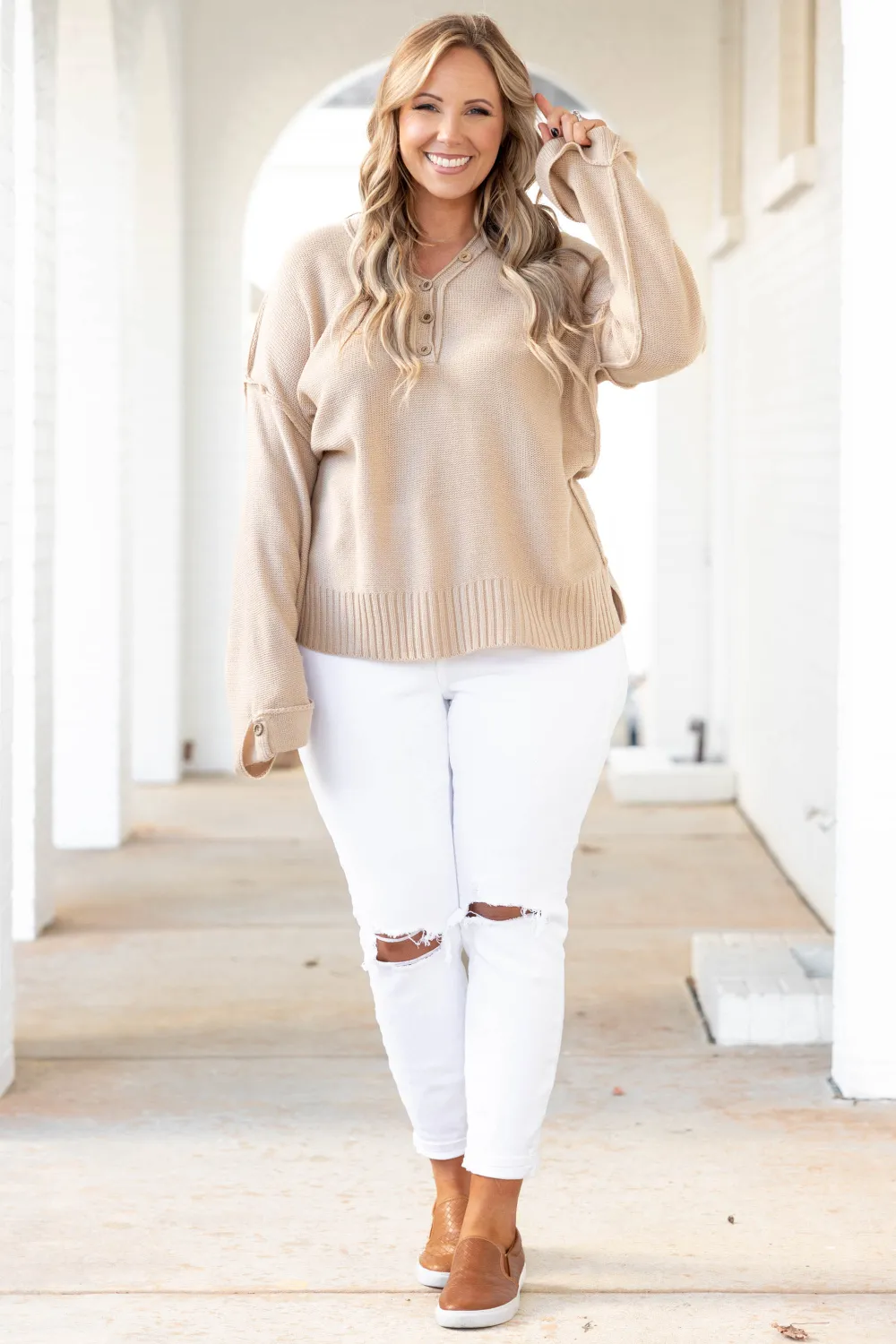 Please Say Yes Sweater, Beige