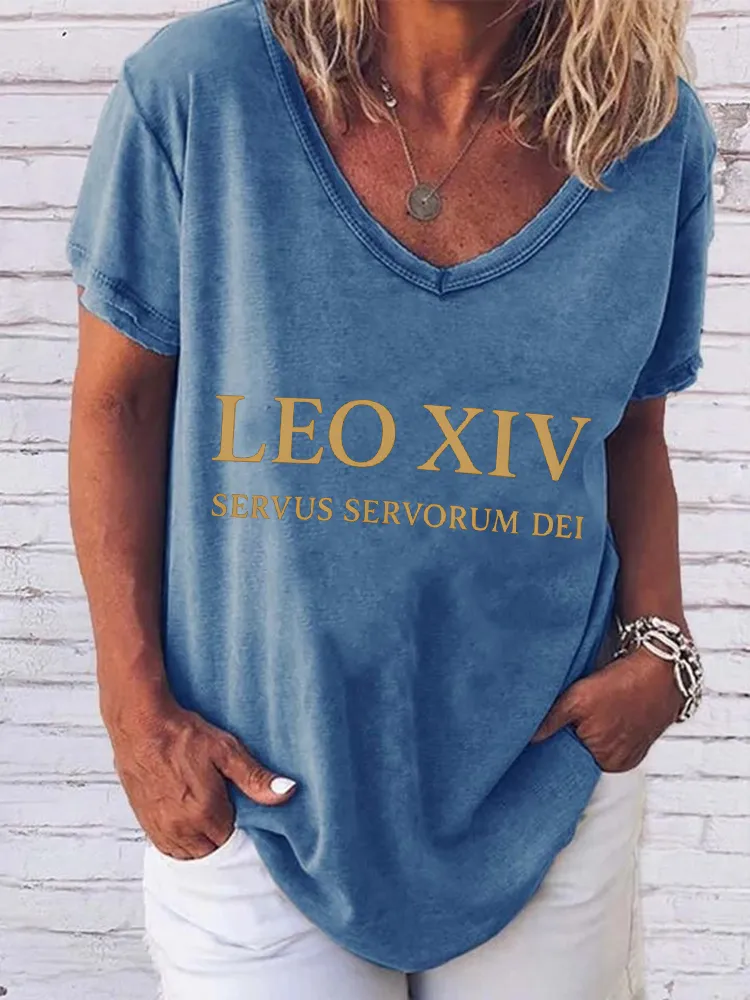 Women'S Pope Leo Xiv Servus Servorum Dei Round-Neck Short-Sleeved T-Shirt