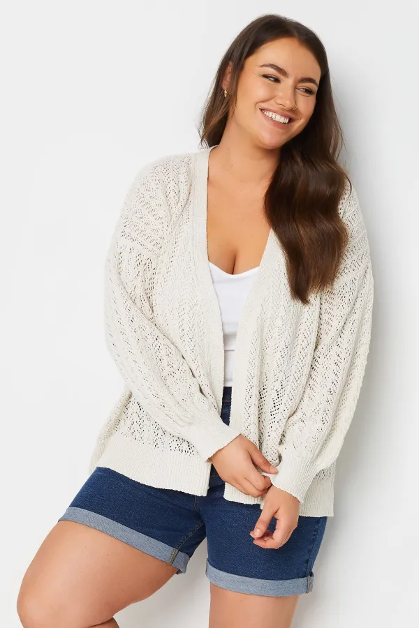 YOURS Curve Pink Pointelle Cardigan