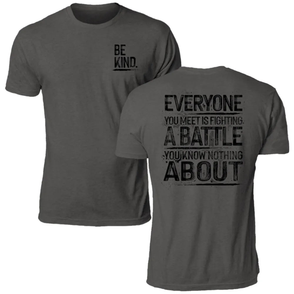 Men'S T-Shirt Alphabet Print Cotton Round Neck Short-Sleeved Top BE KIND Of Short-Sleeved