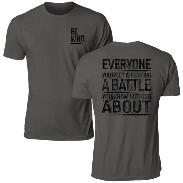 Men'S T-Shirt Alphabet Print Cotton Round Neck Short-Sleeved Top BE KIND Of Short-Sleeved