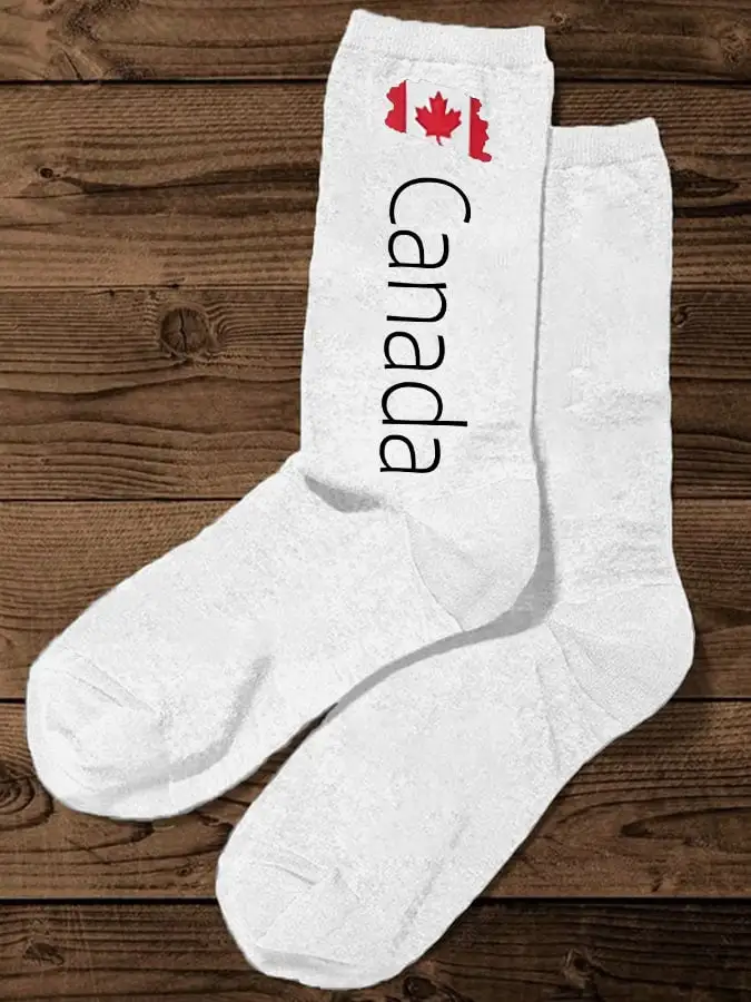 Retro Canada Print Socks