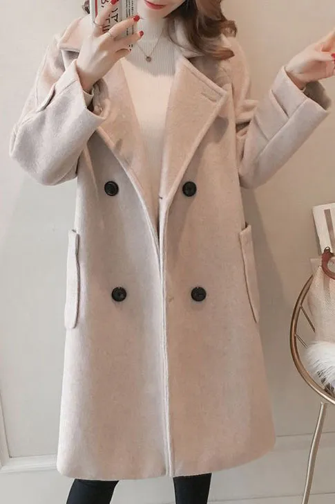 Faux Woolen Double Face Lapel Coat