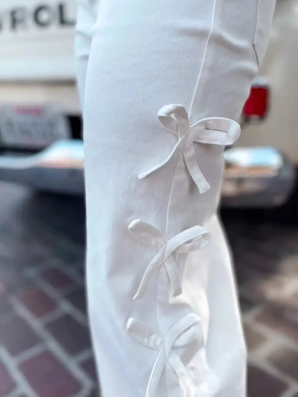 Bow Accented Wide Leg Pants