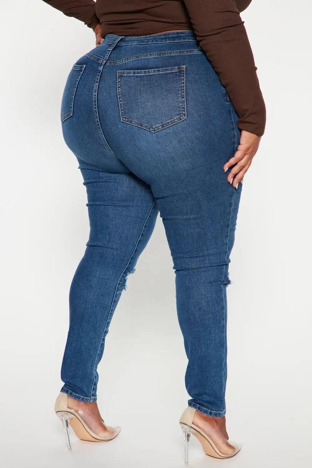 Lots Of Love Ripped Skinny Jeans - Dark Wash