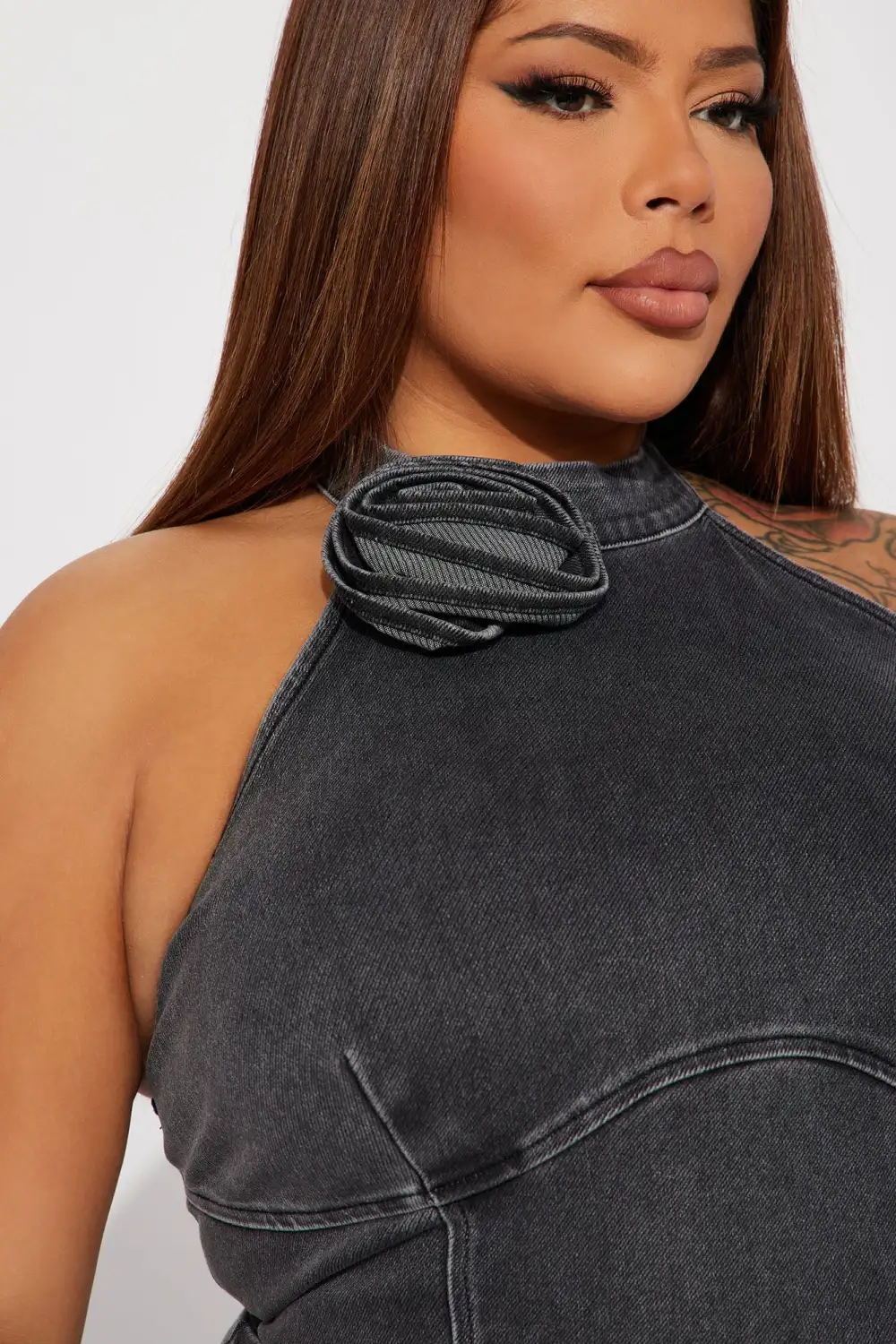 Eliana Knit Denim Maxi Dress - Black Wash
