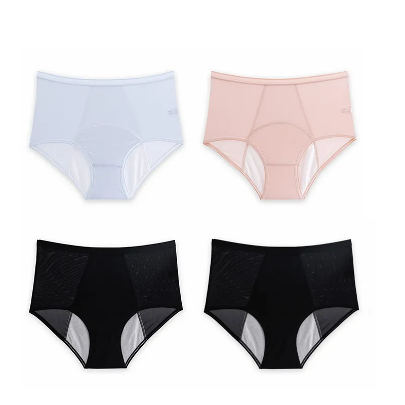 High Waist Leak Proof Ice Silk Panties Plus Size L-6XL