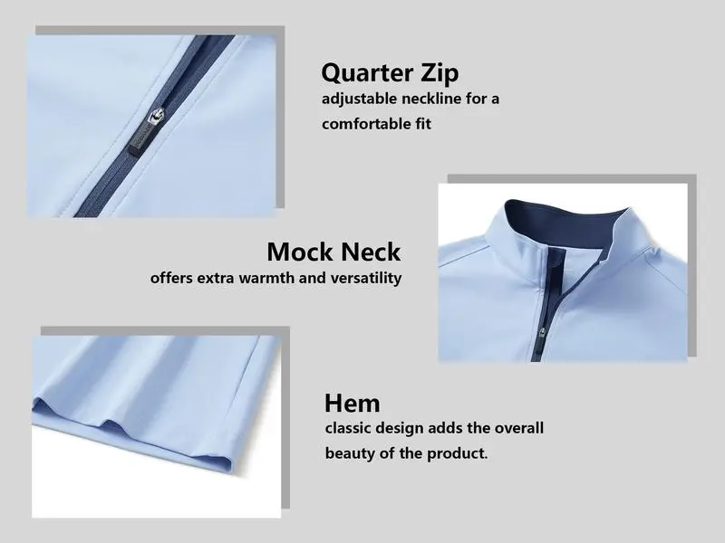 Men's Solid Quarter Zip Golf Pullover