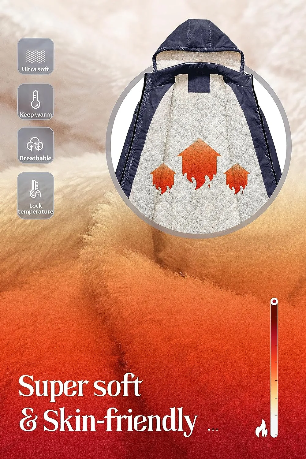 Women's Mid-Length Parka Winter Outerwear Jacket Soft Fleece Warm Snow Coat