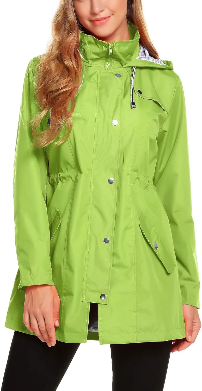 Womens Lightweight Hooded Waterproof Active Outdoor Rain Jacket S-XXL