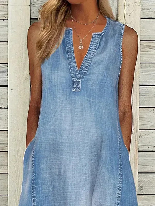 V Neck Sleeveless Casual Dresses
