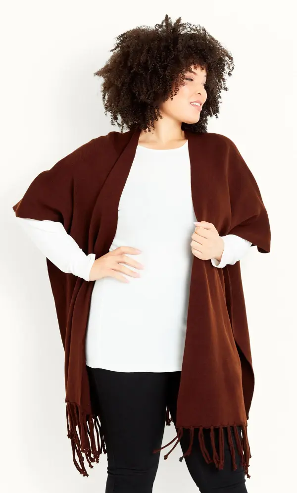 Evans Burgandy Red Knitted Wrap Cardigan