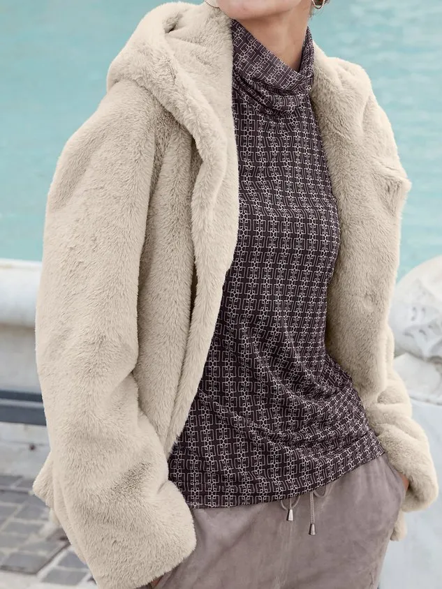 Loose Hoodie Fluff/Granular Fleece Fabric Teddy Jacket