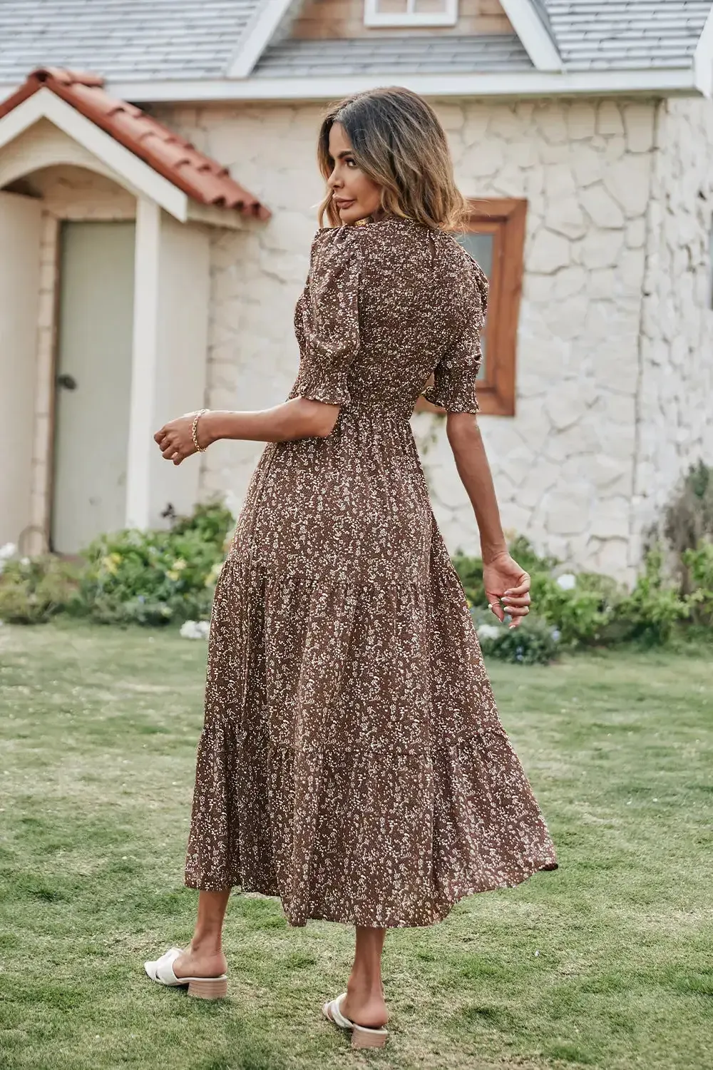 Summer Ruffle Bohemian Tiered Smocked Maxi Dress