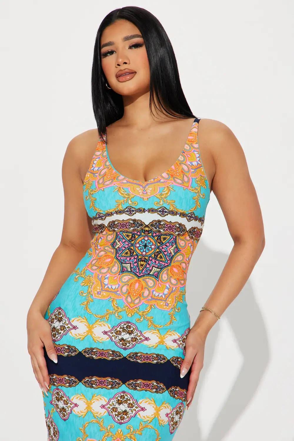 Saylor Printed Maxi Dress - Jade/Combo