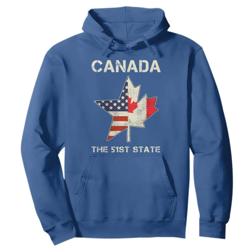 Canada The 51st State Hoodie Maple Canadian American Flag TS09