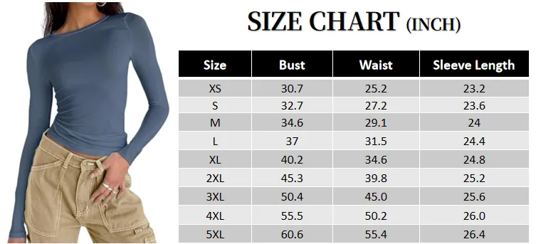 Women's Long Sleeve Shirts Basic Crop Tops