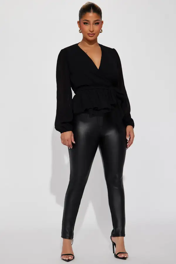 Play Time Pleated Blouse - Black