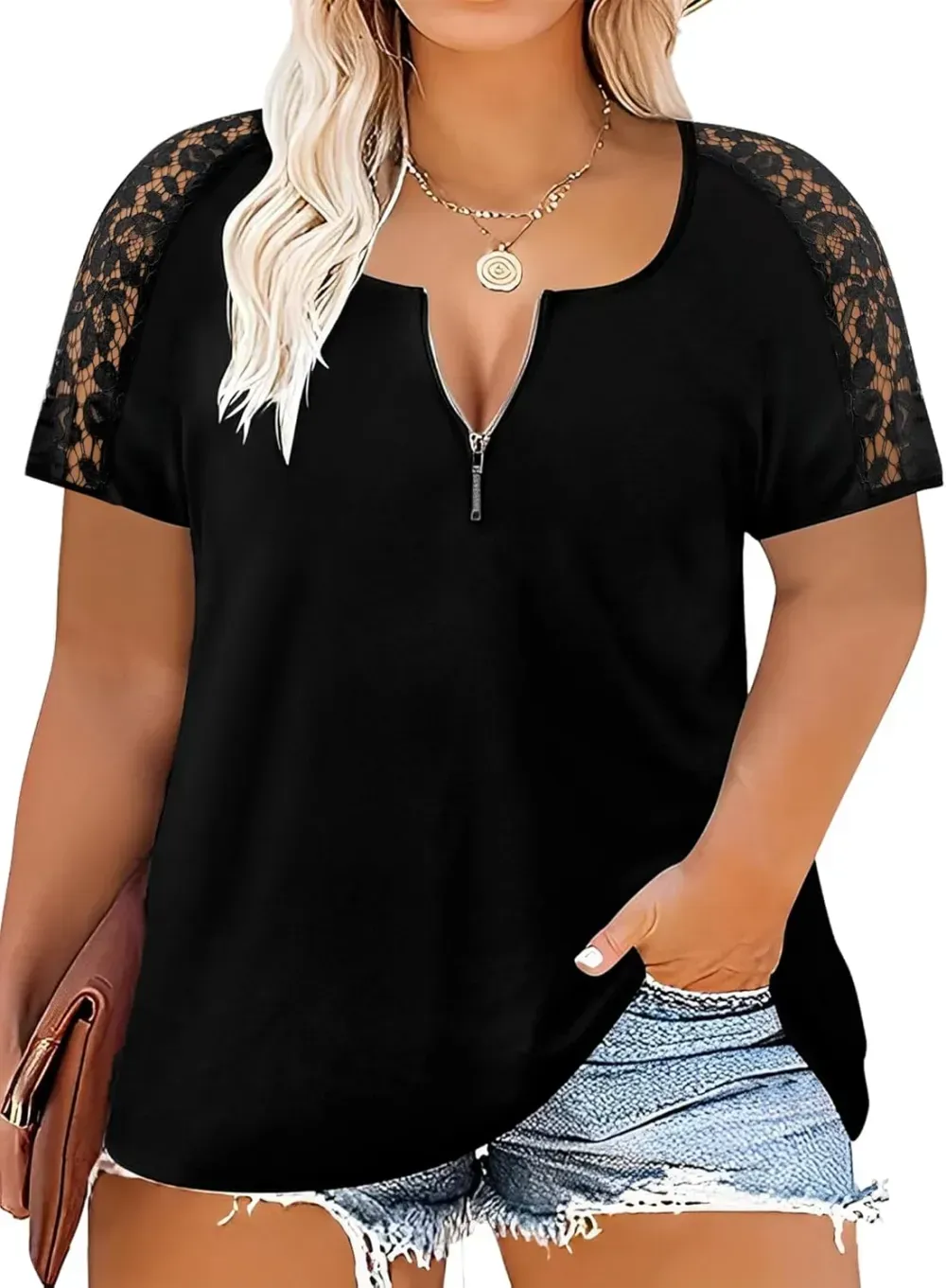 HDLTE Womens Plus Size Tops Floral Bell Sleeves Blouses Summer Crewneck Tunic Loose Casual T Shirts