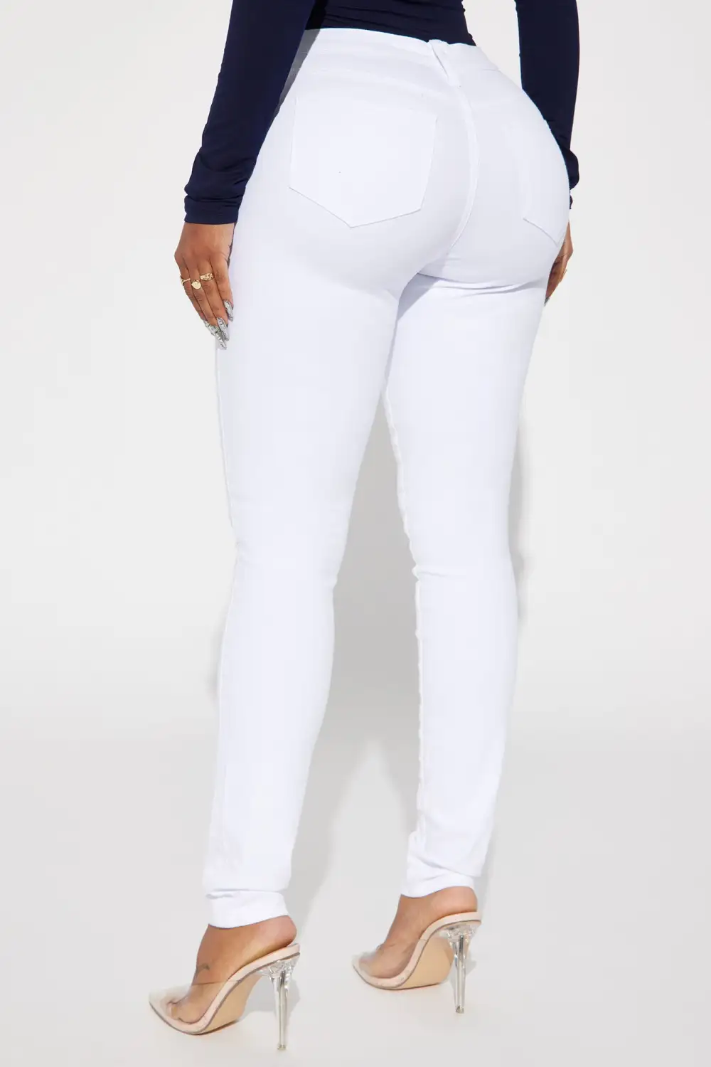Classic Mid Rise Skinny Jeans - White