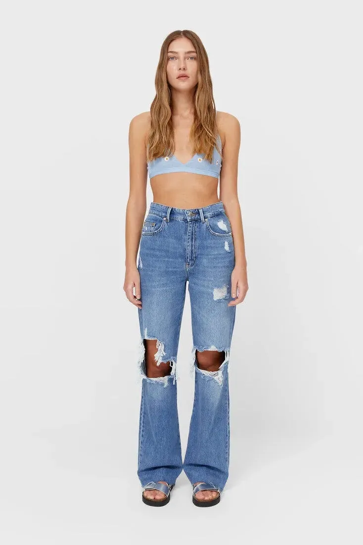 ripped straight jeans