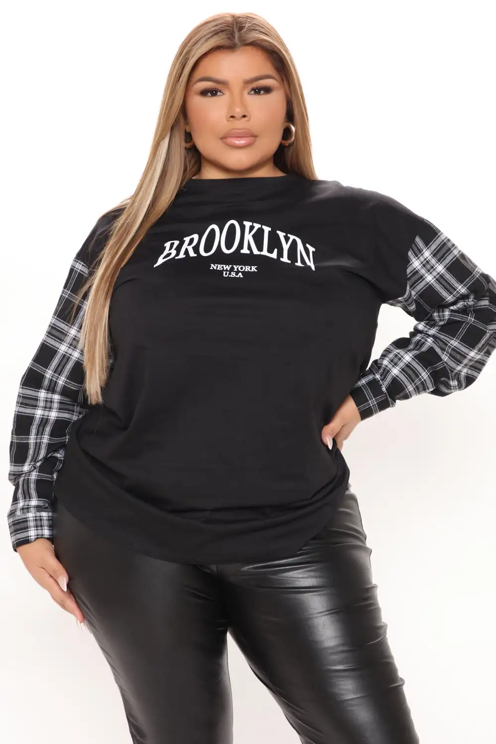 Brooklyn Plaid Tunic Top - Black/White
