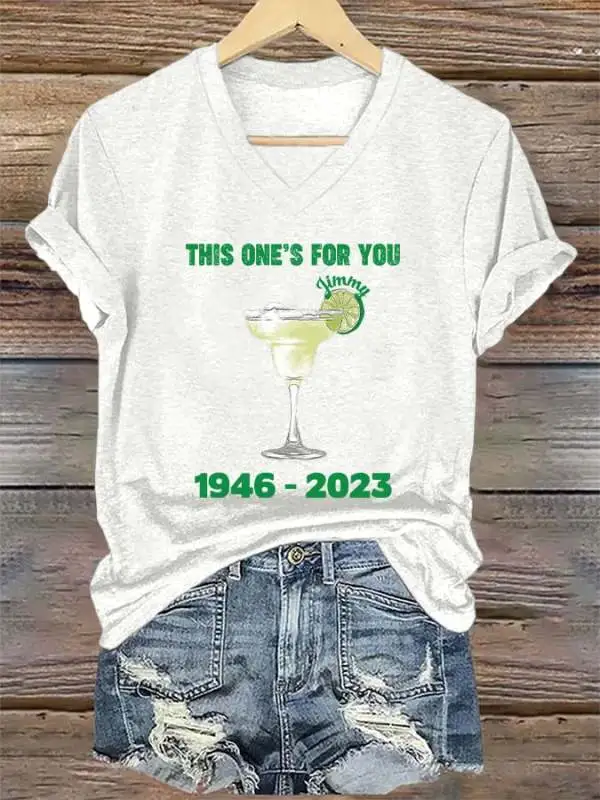 V-Neck Retro This One's For You Jimmy 1946-2023 Print T-Shirt