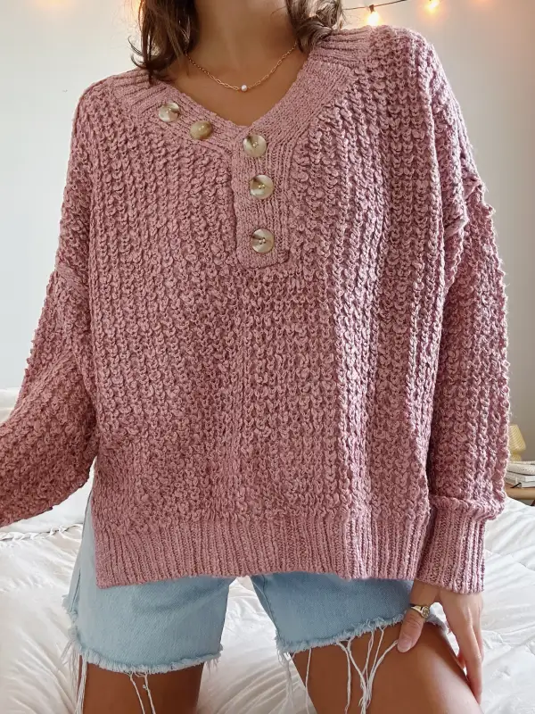 THERMAL HENLEY SWEATER