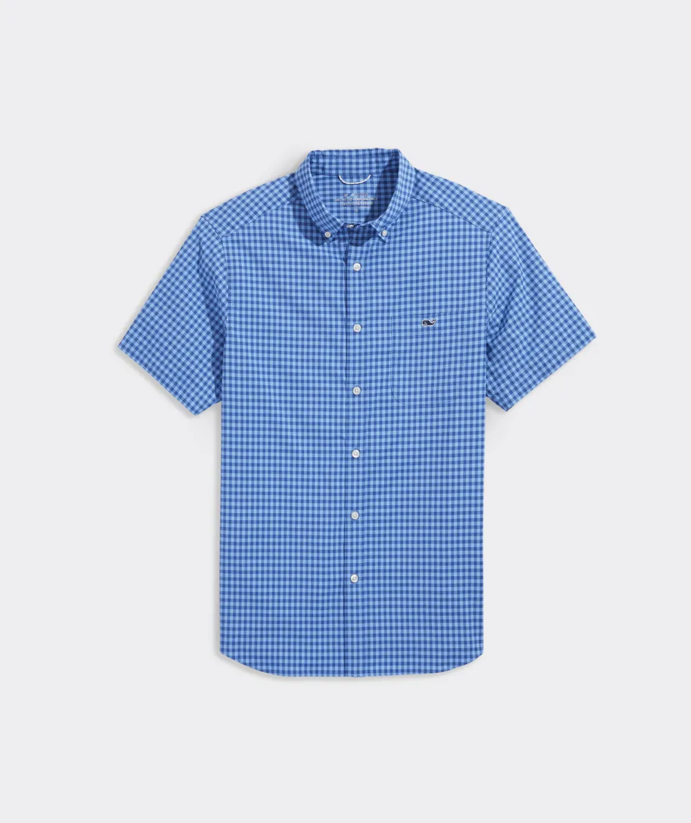 On-The-Go Nylon Short-Sleeve Gingham Shirt