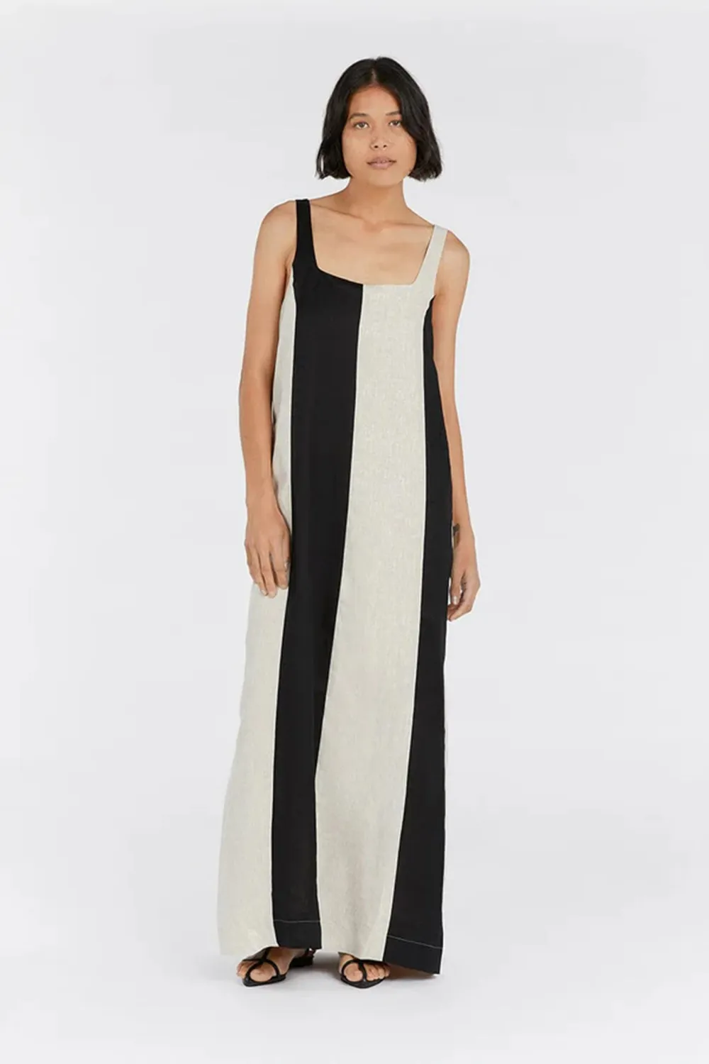 natural color block maxi dress